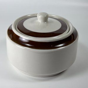 Vtg Jackson Custom China Sugar Bowl Lid Brown White Union Made Restaurant Ware